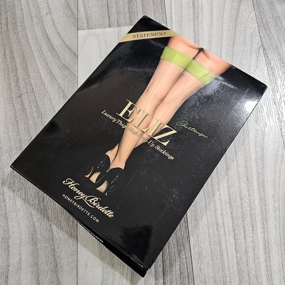 Honey Birdette Eliz Chartreuse Green Stay Ups Stockings Hosiery Size S - Picture 1 of 4